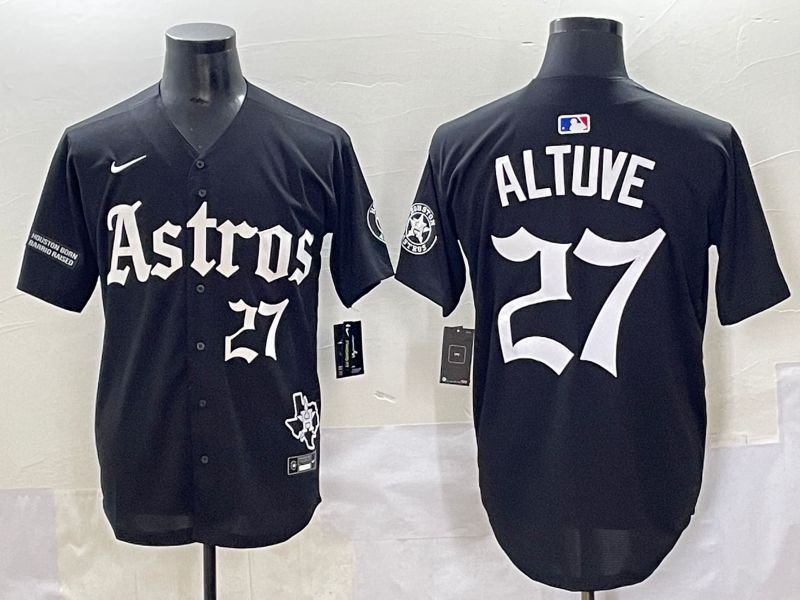 Men 2025 Houston Astros #27 Altuve Black Five generations Joint Name Nike MLB Jersey style 16